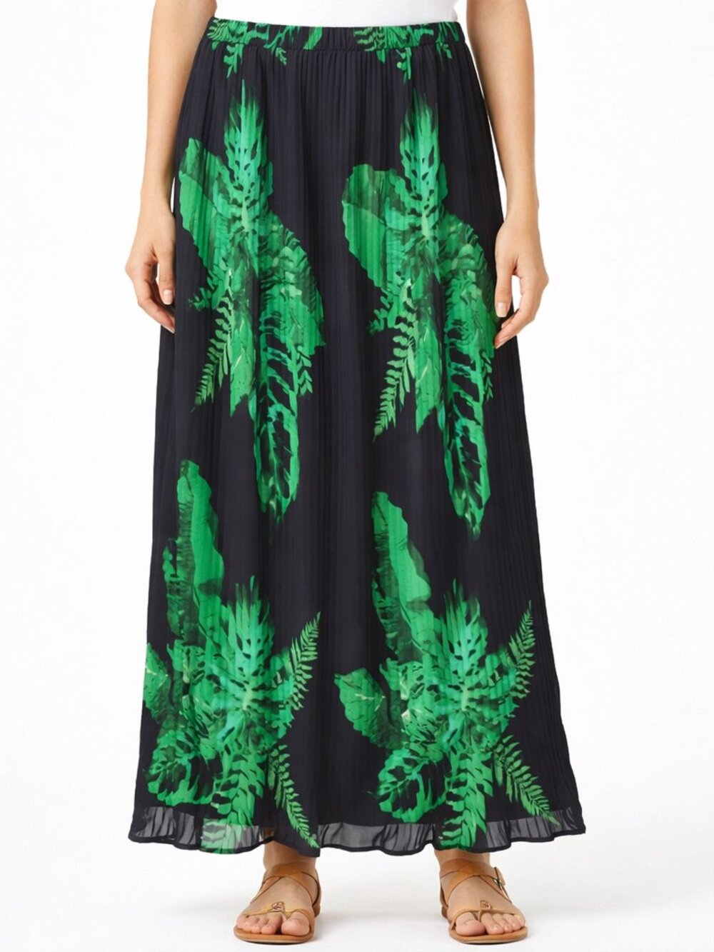 Mix Nouveau Long Pleated Pull-on Skirt S